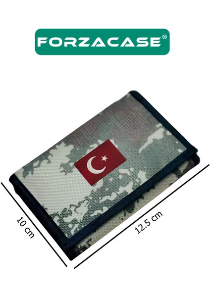 4 Göz Iç Fermuarlı Cırt Kapamalı Boyun Asmalı Asker Cüzdanı Türkiye Bayrak Desen - FC616
