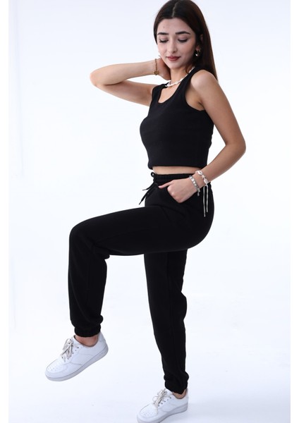 Kadın Kışlık Kalın Şardonlu 3 Iplik Jogger Eşofman Altı