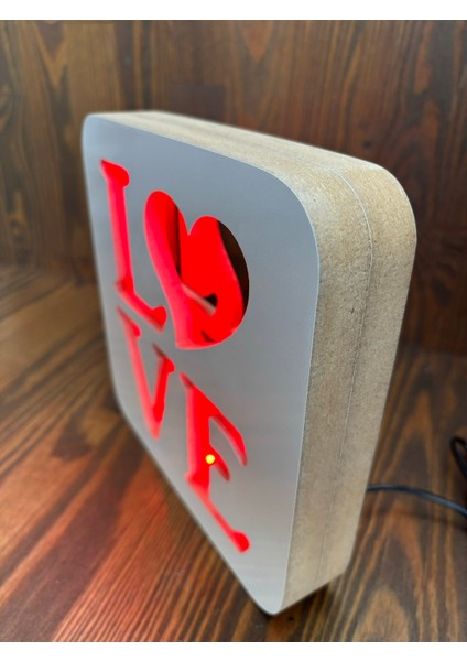 Love Temalı LED Ahşap Lamba fiyatları