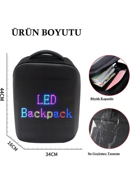 Renkli Wifi Kontrollü LED Ekranlı Backpack (PowerBank dahil)