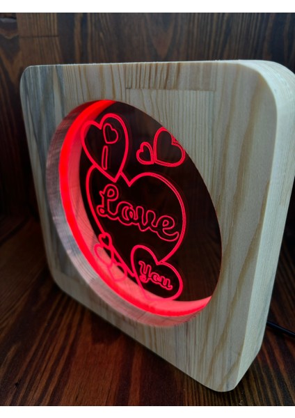 Love Temalı Kişiye Özel LED Ahşap Lamba fiyatları