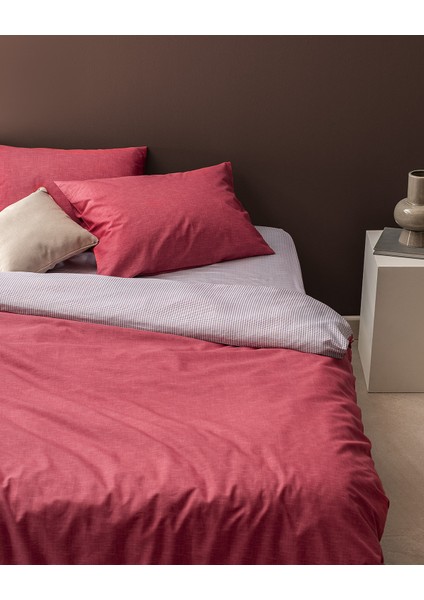 Juin King Size Pamuklu Baskılı Nevresim Takımı - Bordo fiyatları