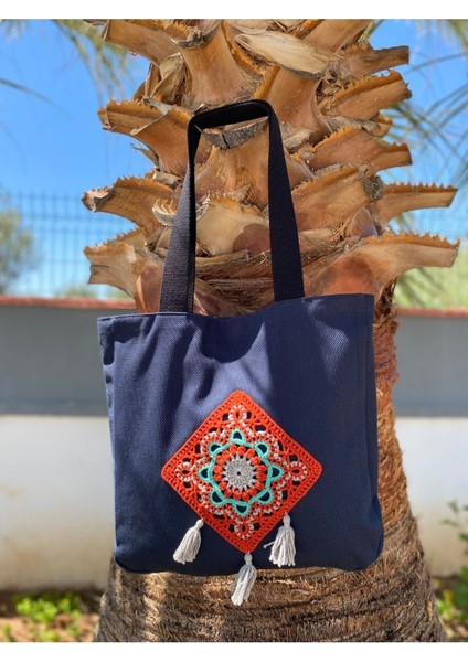 Kare Otantik Örgü Motifli Bez Omuz Çantası fiyatları