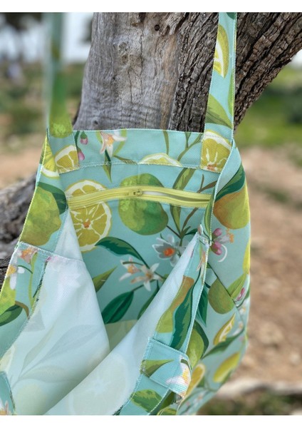Limon Desenli Çok Amaçlı Bez Tote/plaj/omuz Çantası fiyatları