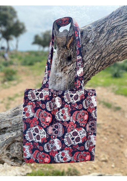 Renkli Desenli Çok Amaçlı Bez Tote/plaj/omuz Çantası