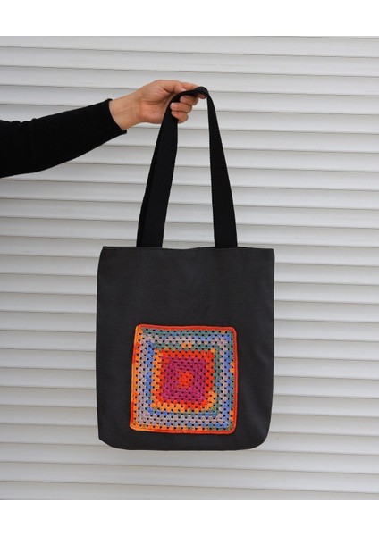 Ebruli Otantik Motif Gri/antrasit Bez Omuz Çantası fiyatları