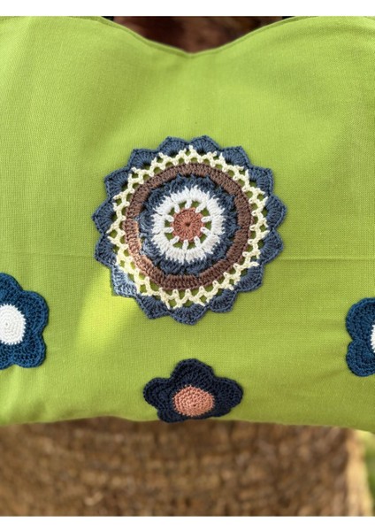 Mandala Örgü Detaylı Bez Omuz Çantası modelleri