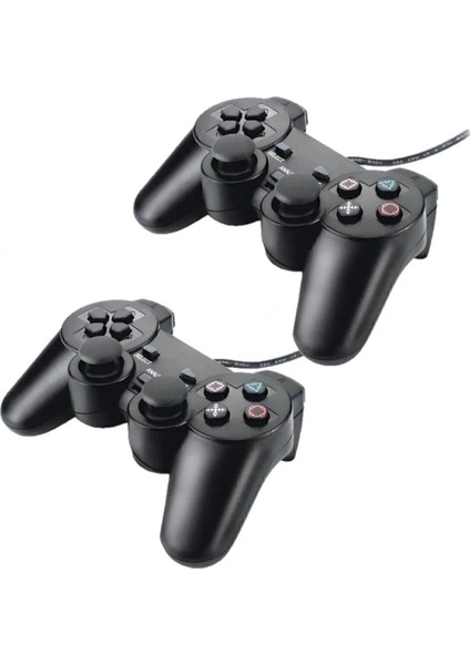 Ikili USB Kablolu Joystick Gamepad Oyun Kolu Konsolu Pc+ Ps3 Bilgisayar Laptop Uyumlu