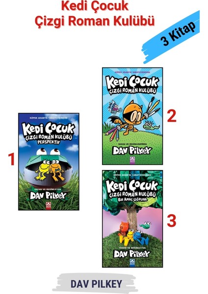 Kaptan Düşükdon 12 Kitap - Kedi Çocuk 3 Kitap 15'li Set - Dav Pilkey + Defter