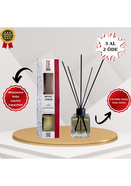 Beyaz Sabun Kokulu Dekoratif 120 Ml Bambu Çubuklu Oda Kokusu