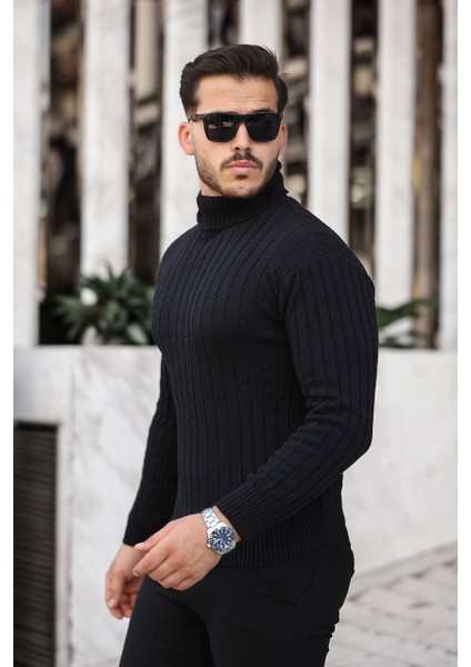 Beyaz Slim Fit Boğazlı Fitilli Triko Kazak modelleri