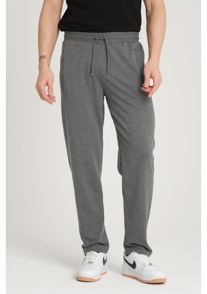 Erkek Antrasit Rahat Kesim Düz Paça Düz Eşofman Altı