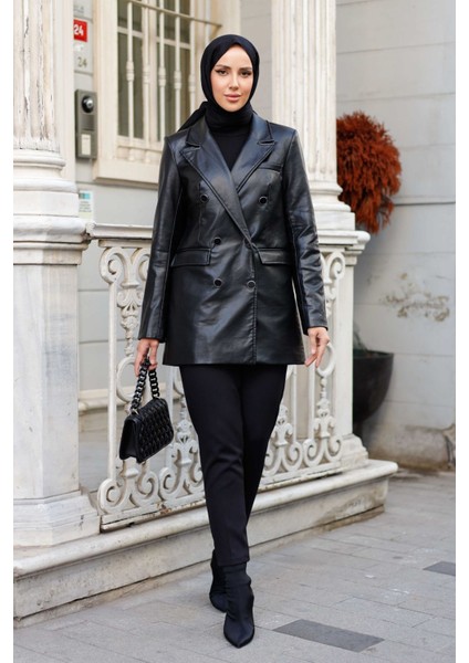 Kadın Cepli Içi Astarlı Deri Ceket -PMK328 modelleri