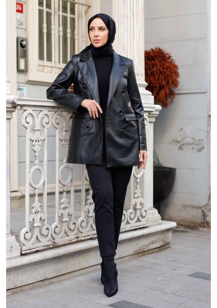 Kadın Cepli Içi Astarlı Deri Ceket -PMK328 fırsatları