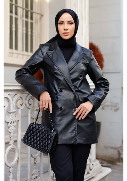 Kadın Cepli Içi Astarlı Deri Ceket -PMK328 indirimleri