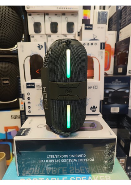 HP-S02 Taşınabili Şarjlı Bluetooth Hoparlör Rgb USB Aux Tf 1500 Mah 15 W Rms