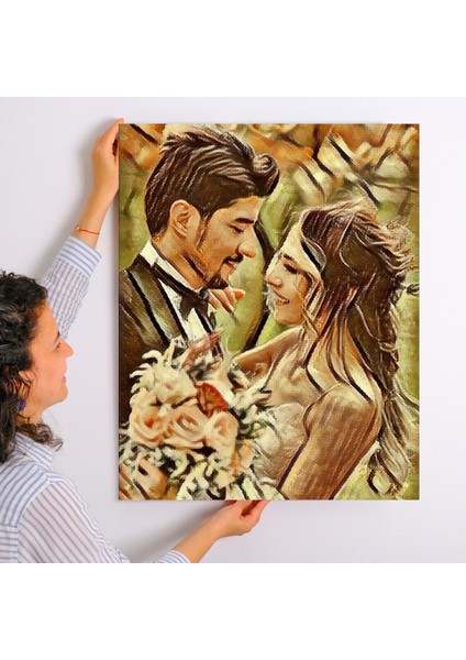 Kişiye Özel Dekoratif Illüstrasyon Dikey Kanvas Tablo