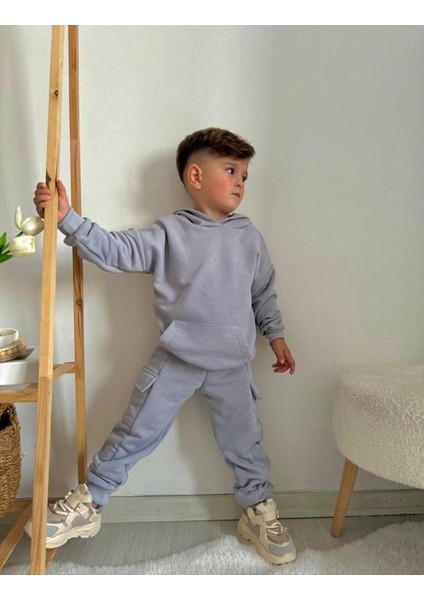 3-10 Yaş Arası Unisex Kapüşonlu Basic Eşofman Takımı