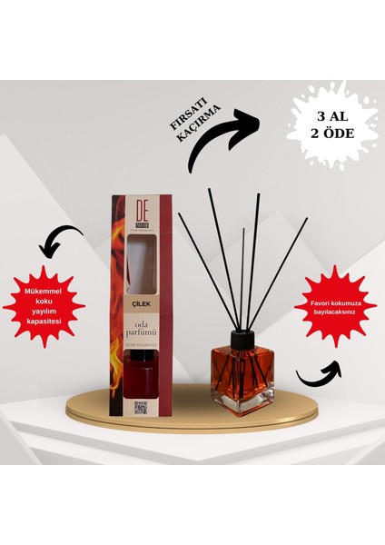 Çilek Aromalı Dekoratif 120 Ml Bambu Çubuklu Oda Kokusu