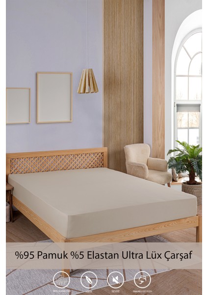 Penye-Likralı Lastikli Çarşaf, 180×200 Battal Boy %100 Pamuk-Elastan Örme Kumaş, 200 Gr/m²