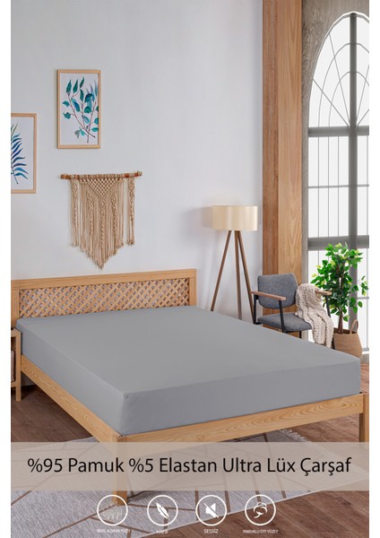 Penye-Likralı Lastikli Çarşaf, 180×200 Battal Boy %100 Pamuk-Elastan Örme Kumaş, 200 Gr/m²