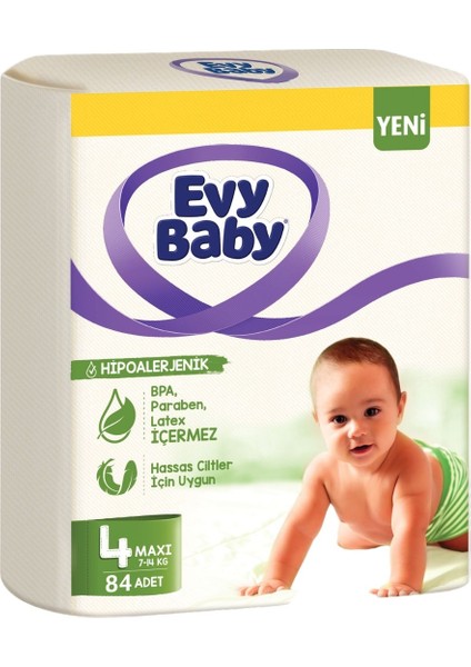 Evy Baby Bebek Bezi Beden:4 (7-14kg) Maxi 168 Adet Ekonomik Süper Fırsat