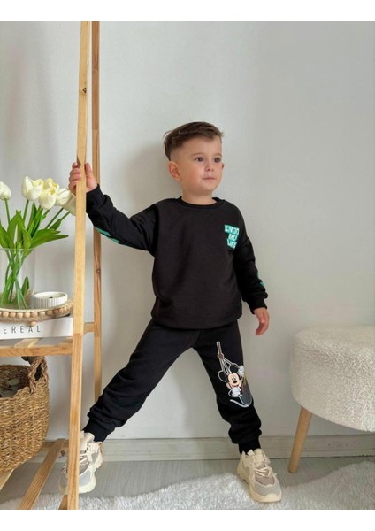 3-10 Yaş Arası Mickey Mouse Baskılı Erkek Çocuk Alt Üst Takım