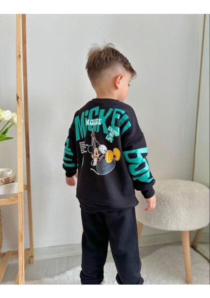 3-10 Yaş Arası Mickey Mouse Baskılı Erkek Çocuk Alt Üst Takım