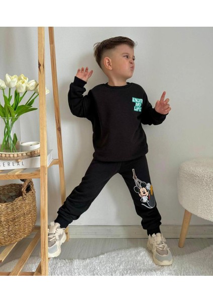 3-10 Yaş Arası Mickey Mouse Baskılı Erkek Çocuk Alt Üst Takım