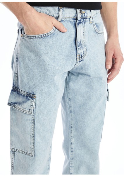 Erkek Yeni Sezon Kışlık Denim Kumaş Kargo Jean Pantolon Straight Fit 6 Cepli