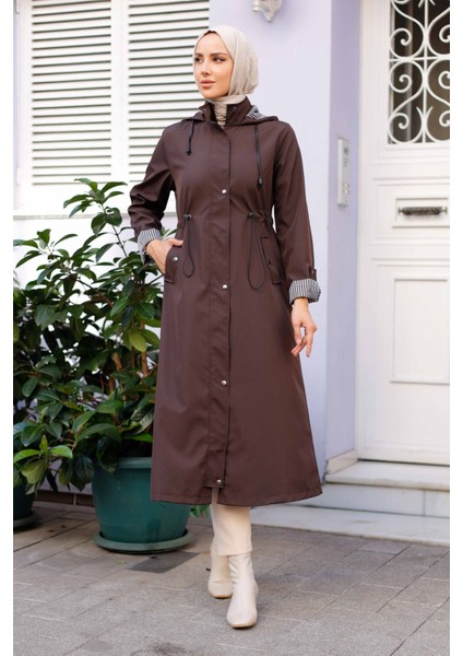 Kadın Kapüşonlu Uzun Trençkot -PMK333 modelleri