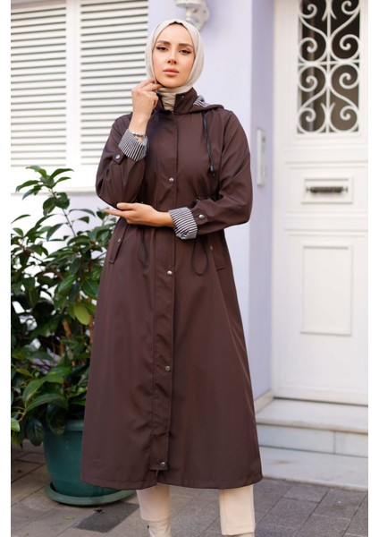 Kadın Kapüşonlu Uzun Trençkot -PMK333 fırsatları