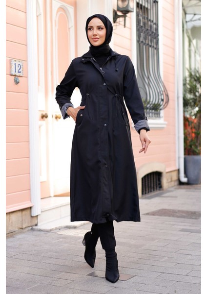 Kadın Kapüşonlu Uzun Trençkot -PMK333 fiyatları