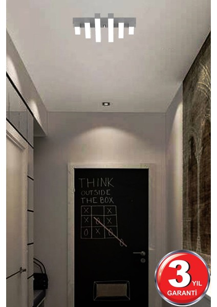 Parrılla ( Gri Kasa, Beyaz Işık ) Ledli Modern Plafonyer Led Avize, Salon, Mutfak, Oturma Odası