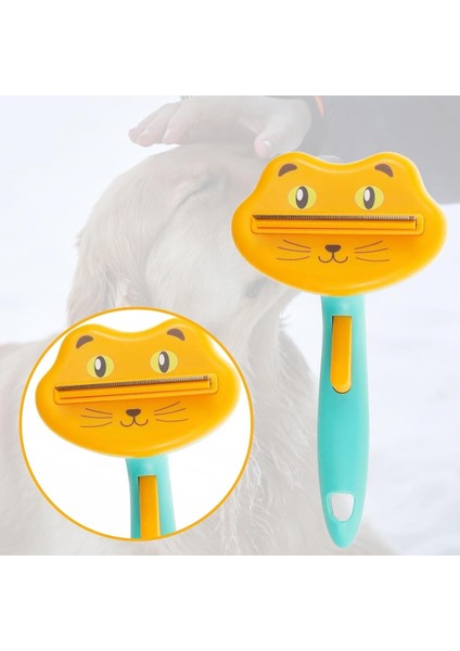 Köpek ve Kedi Için Tüy Dökücü Fırça - Paslanmaz Çelikli Evcil Hayvan Tüyü Temizleyici Masaj Yapan Kedi, Köpek Fırçası