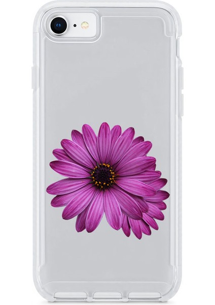 Apple iPhone 6 Uyumlu Mor Çiçek Desenli Silikon Kılıf