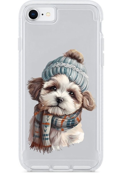 Apple iPhone Se 2022 Uyumlu Şapkalı Sevimli Köpek Desenli Silikon Kılıf