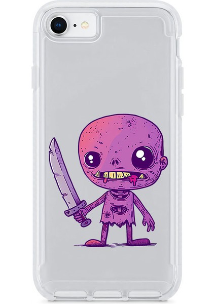 Apple iPhone Se 2020 Uyumlu Mor Zombi Desenli Silikon Kılıf