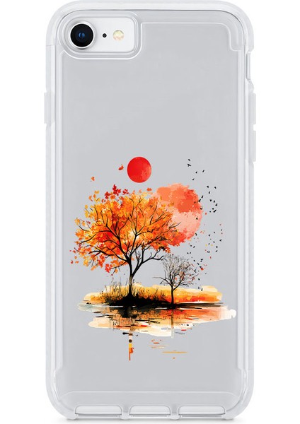 Apple iPhone Se 2020 Uyumlu Sonbahar Ağacı Desenli Silikon Kılıf
