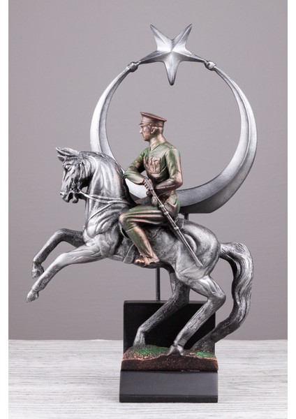 Dekoratif Atatürk At Üzerinde Ayyıldız Biblo Samsun Hatırası (Gümüş)