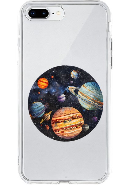 Apple iPhone 7 Plus Uyumlu Gezegen Sistemi Desenli Silikon Kılıf