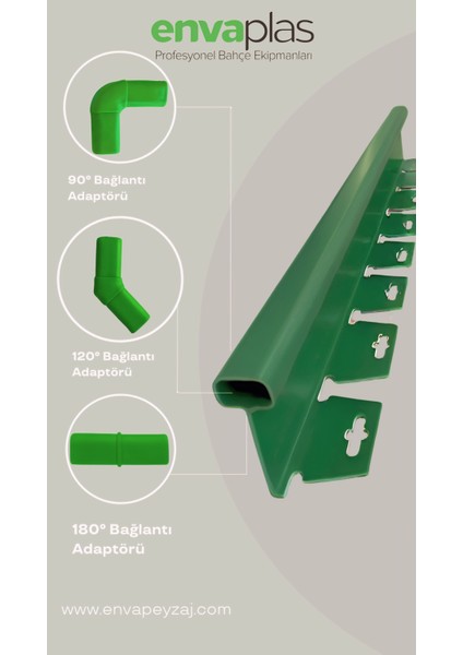 Pratik Garden Yeşil Strong Sert Çim Ayırıcı - 5 mt - 2 x 2,5 mt Sınırlayıcı - Taş Toprak Bariyer