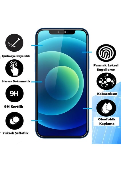 iPhone 12 Darbeye Dayanıklı Ekran Koruyucu Cam + Silikon Kılıf 2'li Paket fiyatları
