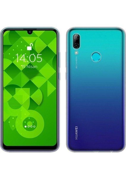 Huawei P Smart 2019 Uyumlu Cam Tam Kaplayan Ekran Koruyucu + Silikon Kılıf 2'li Paket