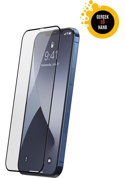 Apple iPhone 12 Uyumlu Gerçek Nano 5d Ekran Koruyucu Kırılmaz Cam - Extra Ince
