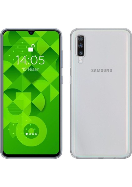 Galaxy A70 Silikon Kılıf + Cam Ekran Koruyucu Extra Darbe Emici 2'li Paket Uyumlu