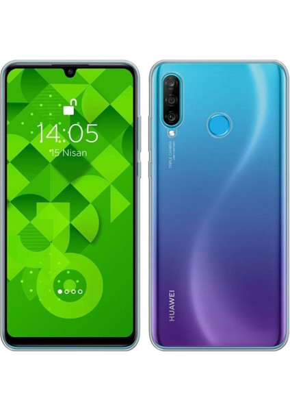 Huawei P30 Lite Ultra Ince Ekran Koruyucu Nano Cam Extra Ince + Silikon Kılıf 2'li Paket