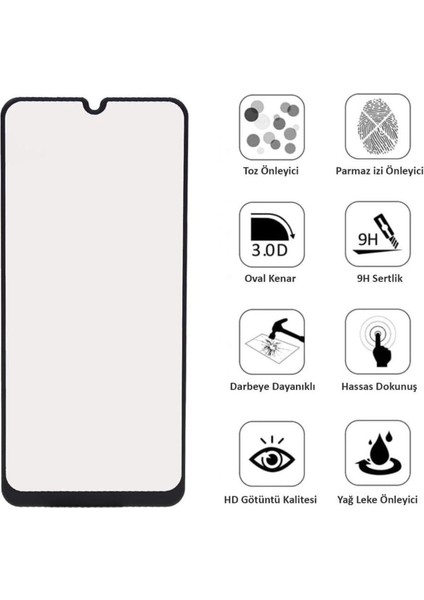 Samsung Galaxy M30 Tam Kaplayan Cam - Siyah - Extra Ince modelleri