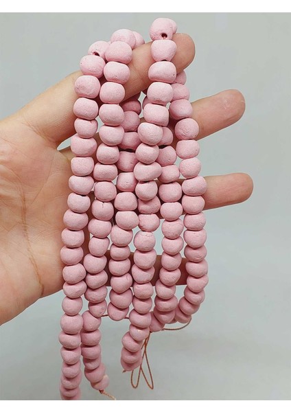 Pembe Pigmentli Seramik Boncuk Dizi 8-9MM/29CM (54238)