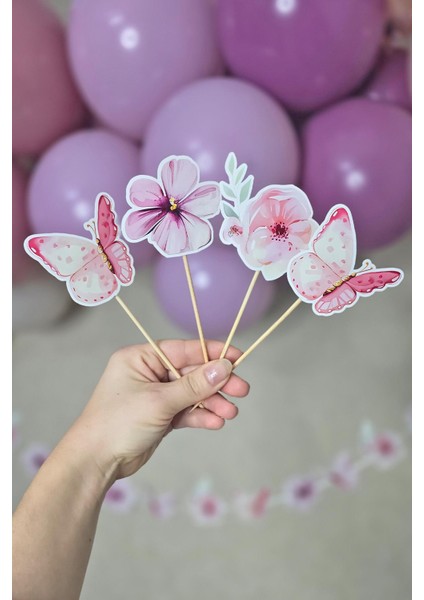 Kelebek Tema Kürdan Süsleri Cupcake Süsleri Lüks Büyük Boy 10LU Paket